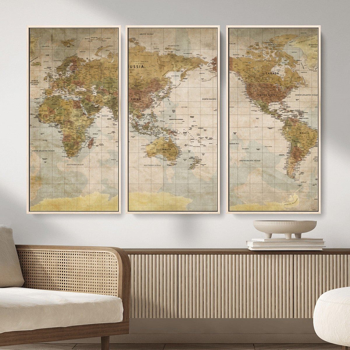 World Map Canvas Print – Detailed Map of the World Wall Art