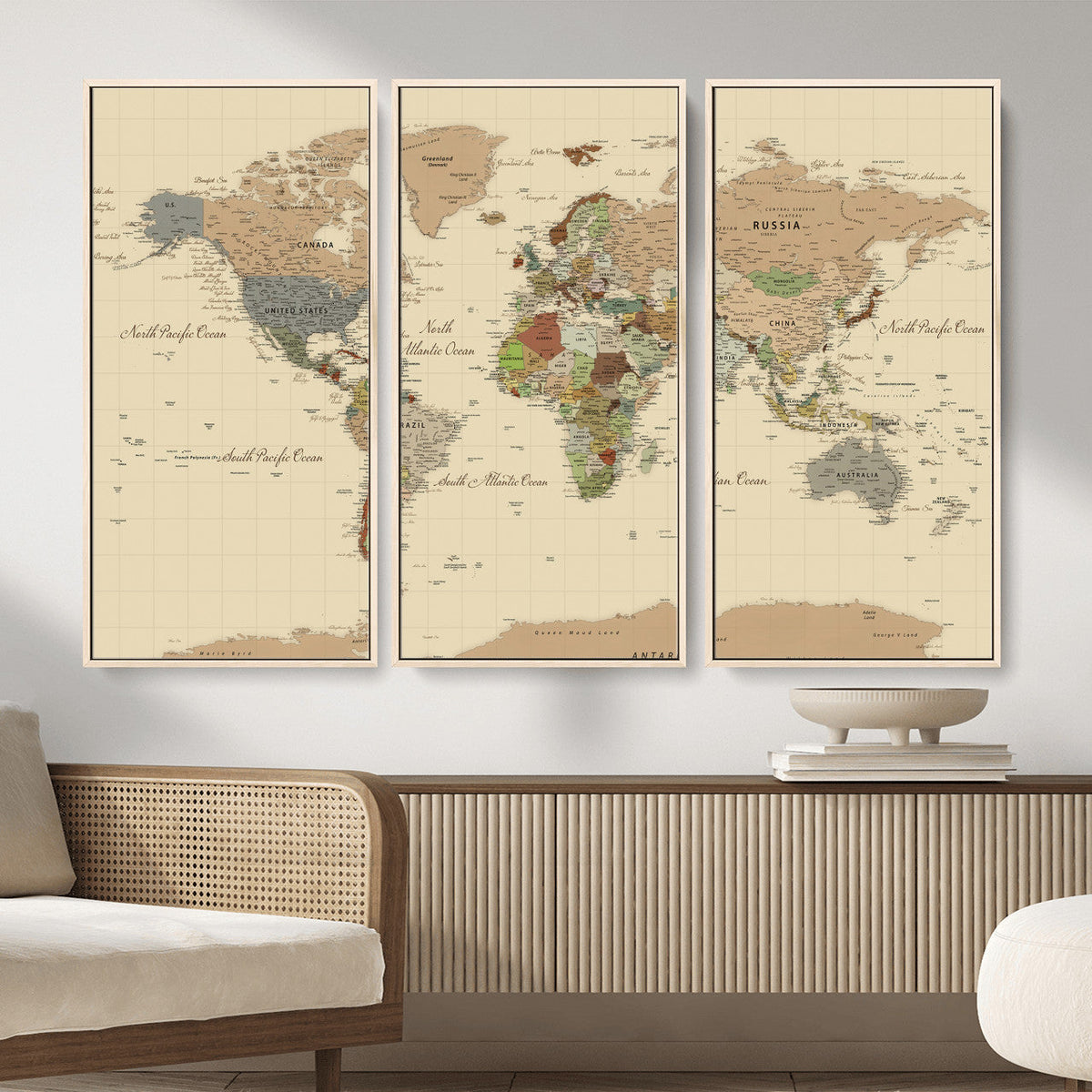Extra Large World Map Canvas Print – Detailed Map of the