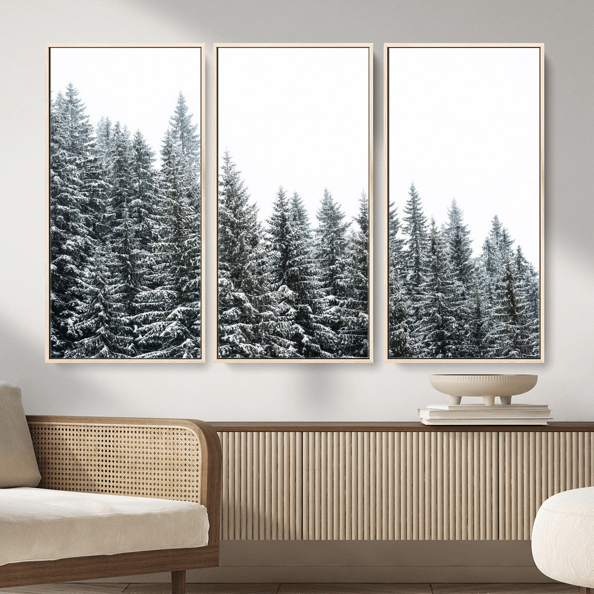 Misty Mountain Forest Canvas Print, Foggy Pine Trees Nature