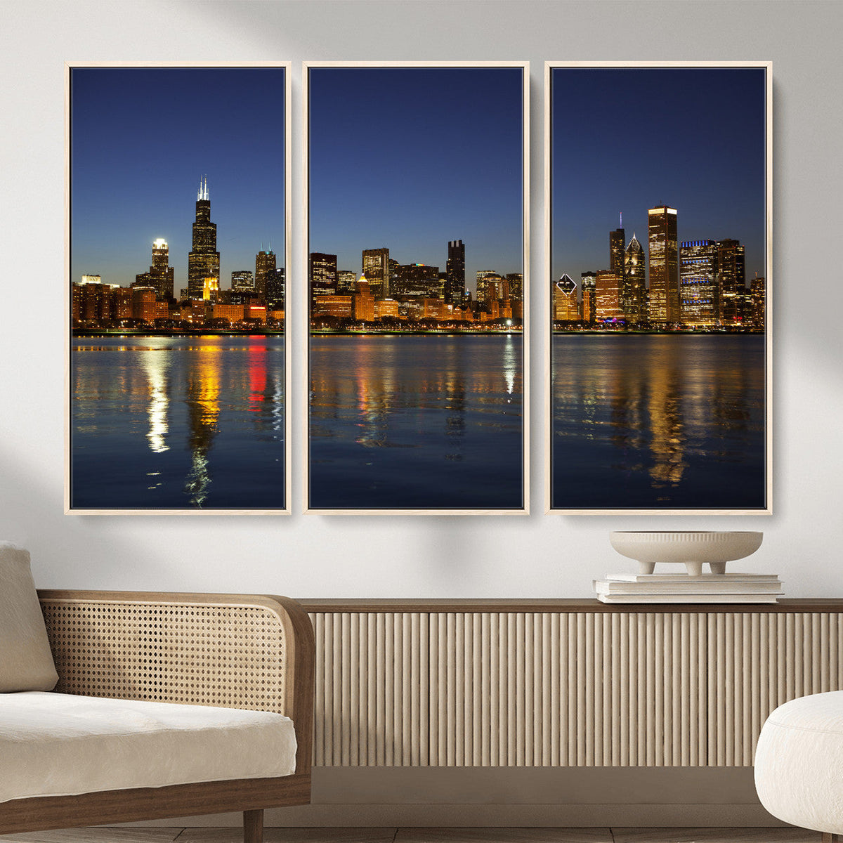 Chicago Wall Art Canvas Print - Chicago City Downtown Night