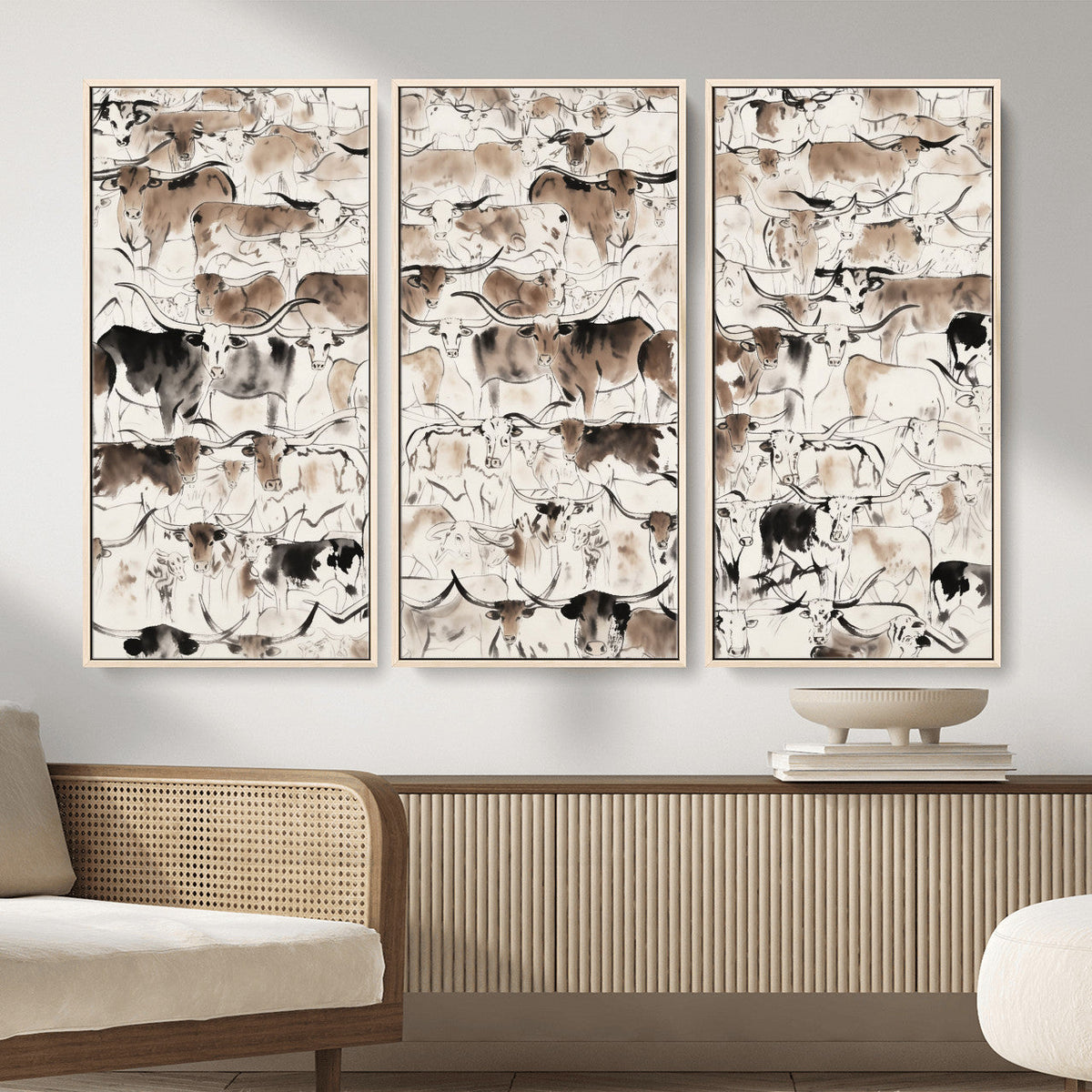 Abstract Texas Cow Canvas Print for Cabin and Western Home