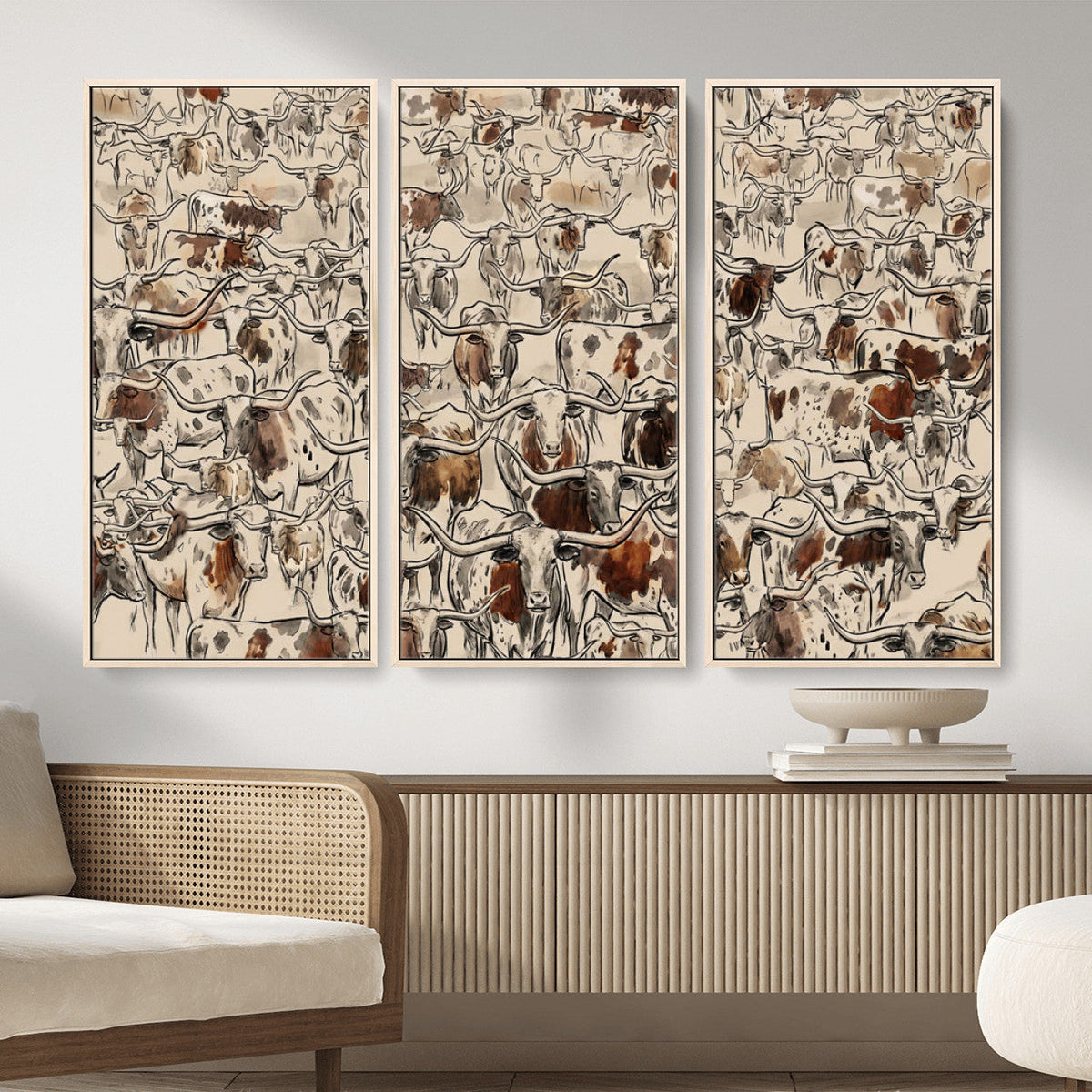 Abstract Longhorn Wall Art Canvas Print - Farm Animal