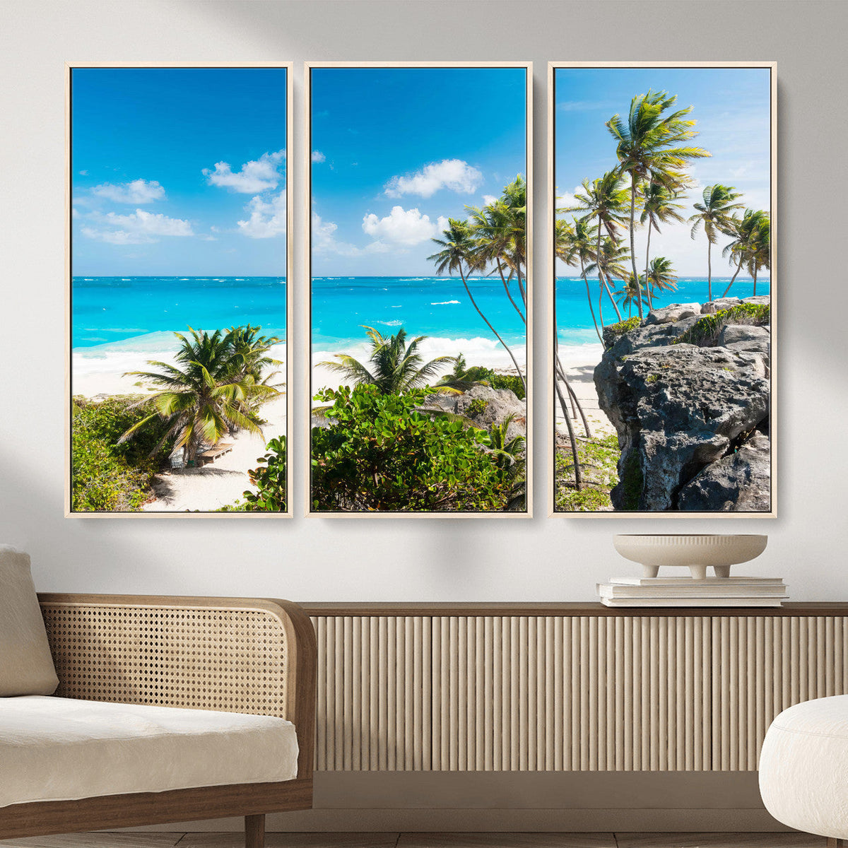 Tropical Beach Wall Art Canvas Print, Palm Tree Ocean