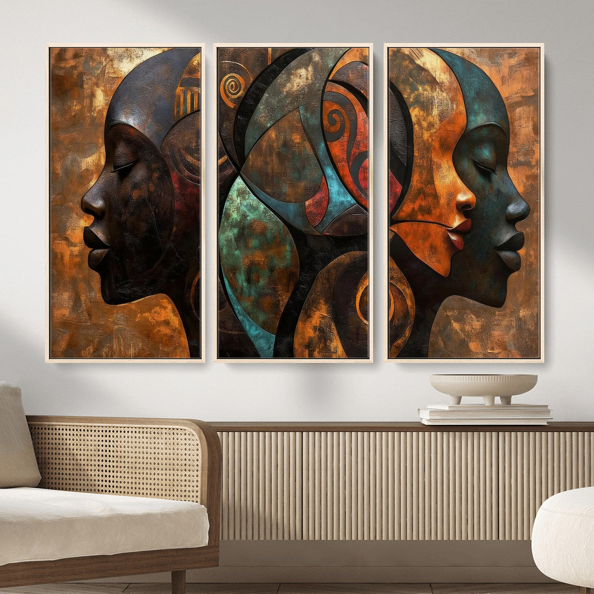 Abstract Afro American Women Wall Art Canvas Print