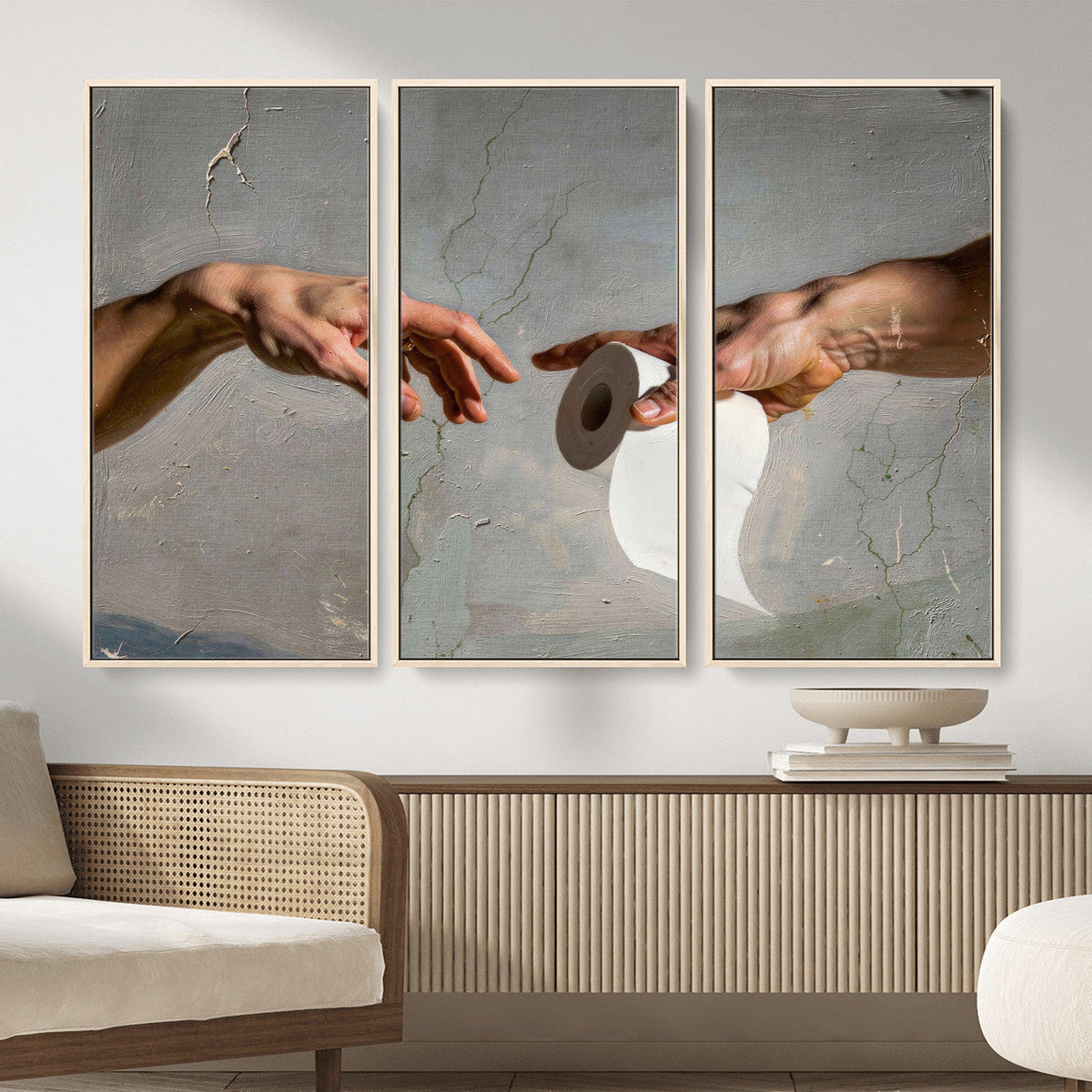 Funny Bathroom Wall Art Canvas, Creation of Toilet Paper