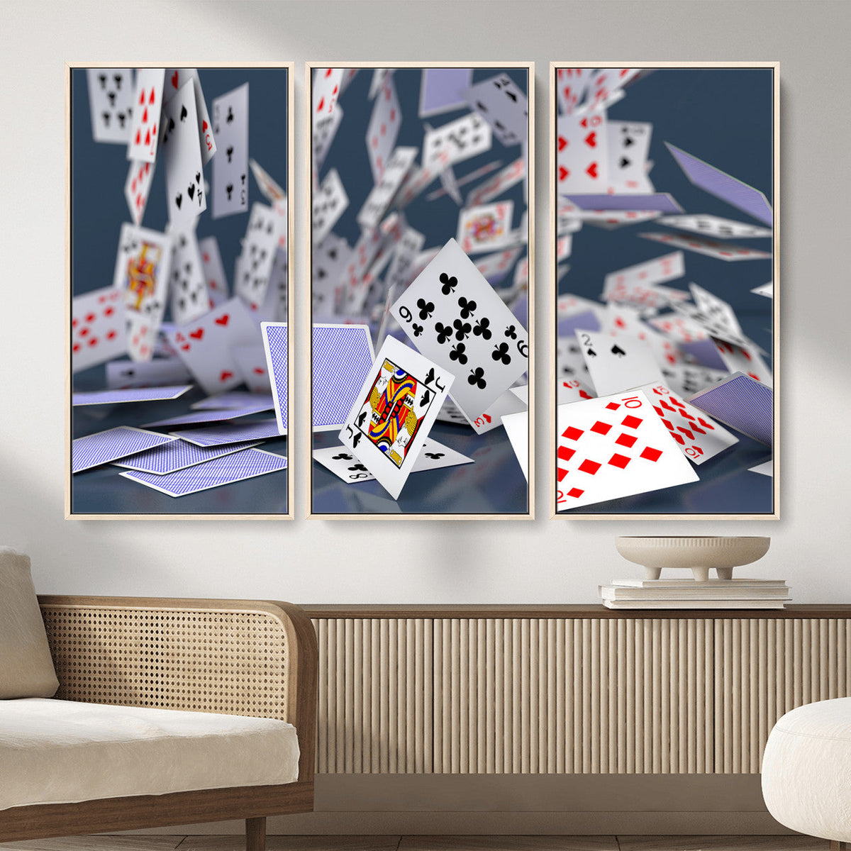 Playing Cards Canvas Wall Art | Casino Game Room Decor,