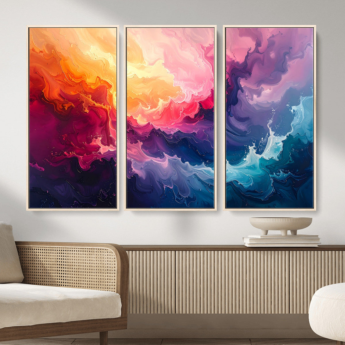 Colorful Abstract Canvas Wall Art Print, Vibrant Popup Color Art Print