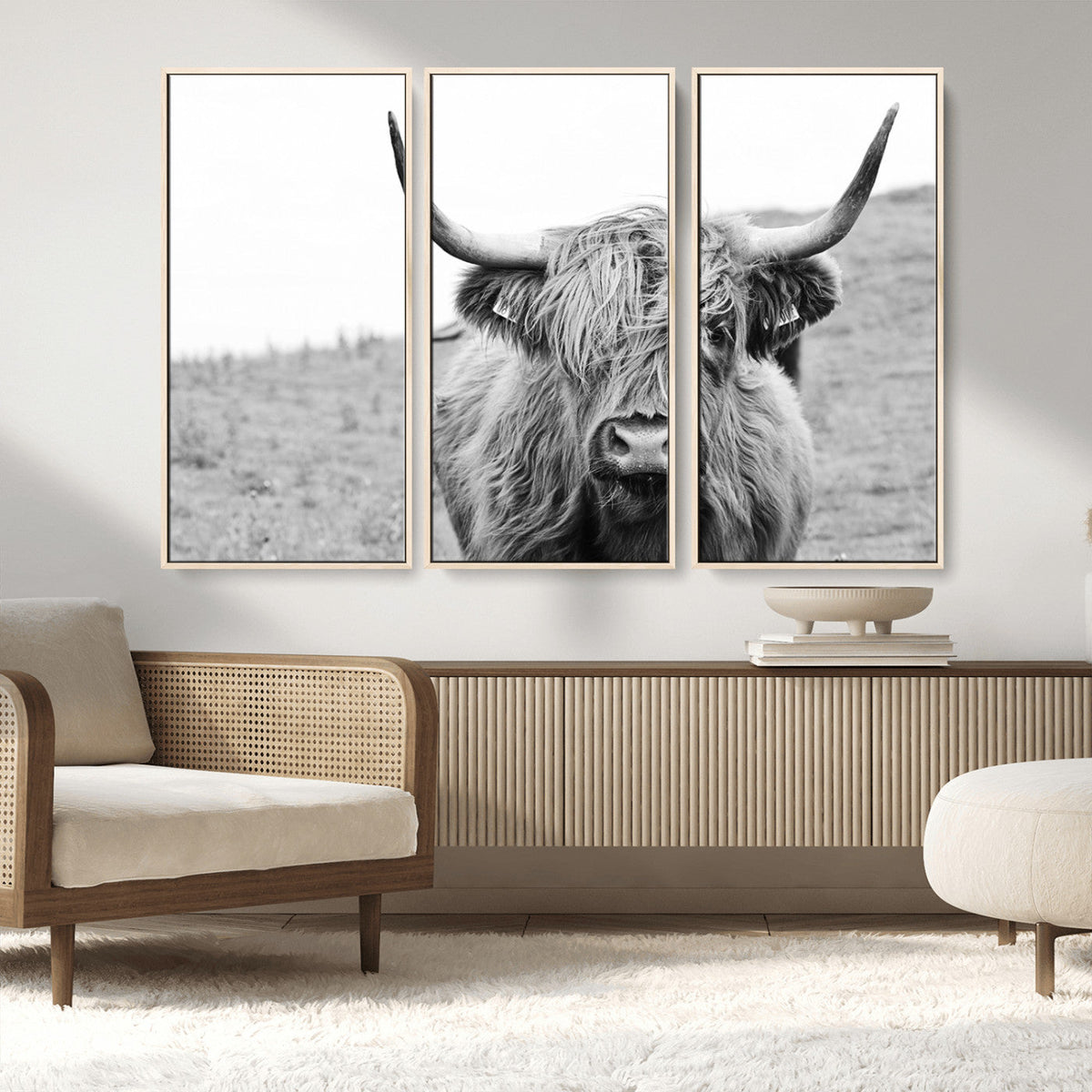 Newfoundland Cow Art Wall Art, Black White Cow Art Wall Art