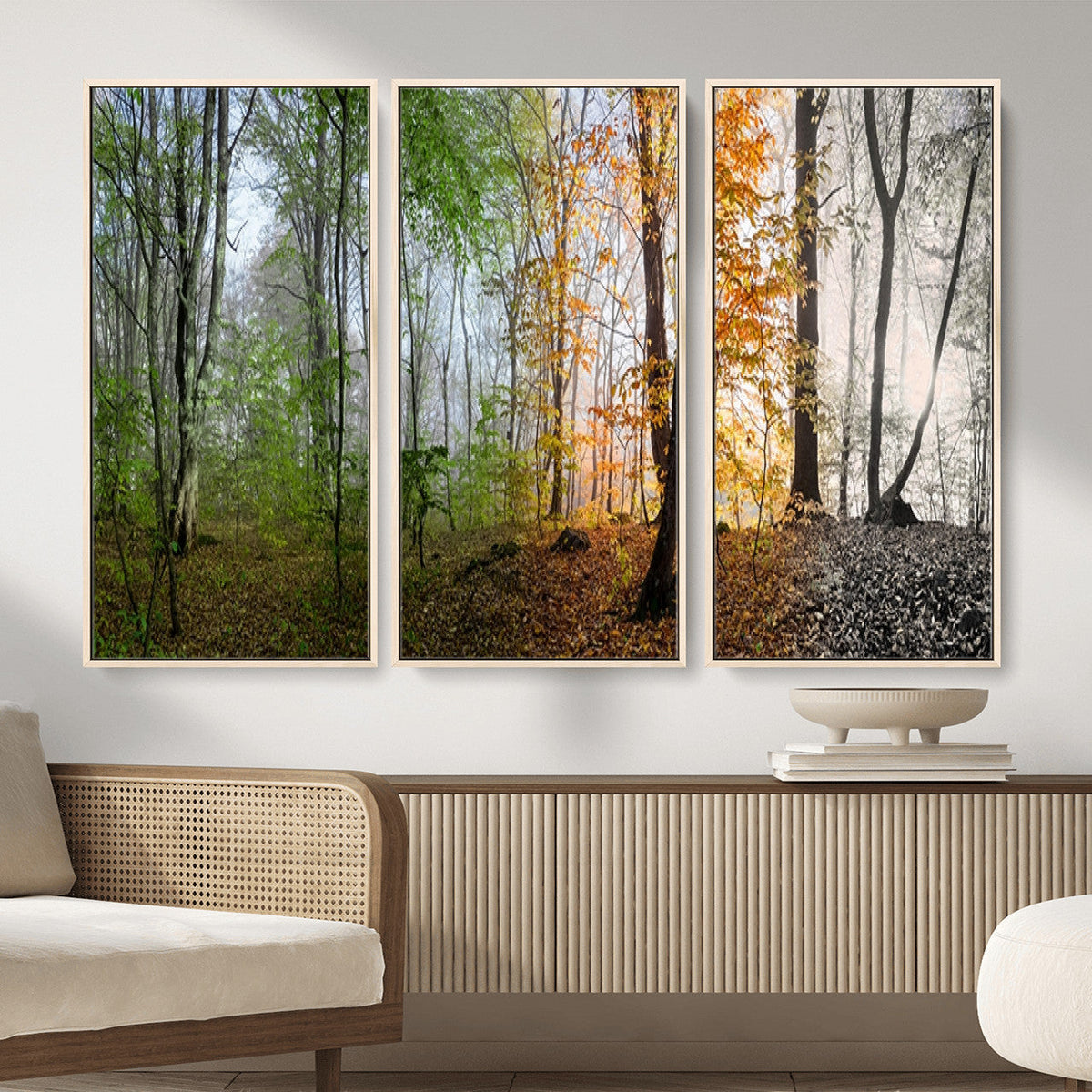Four Seasons Wall Art Forest Canvas Print – Triptych