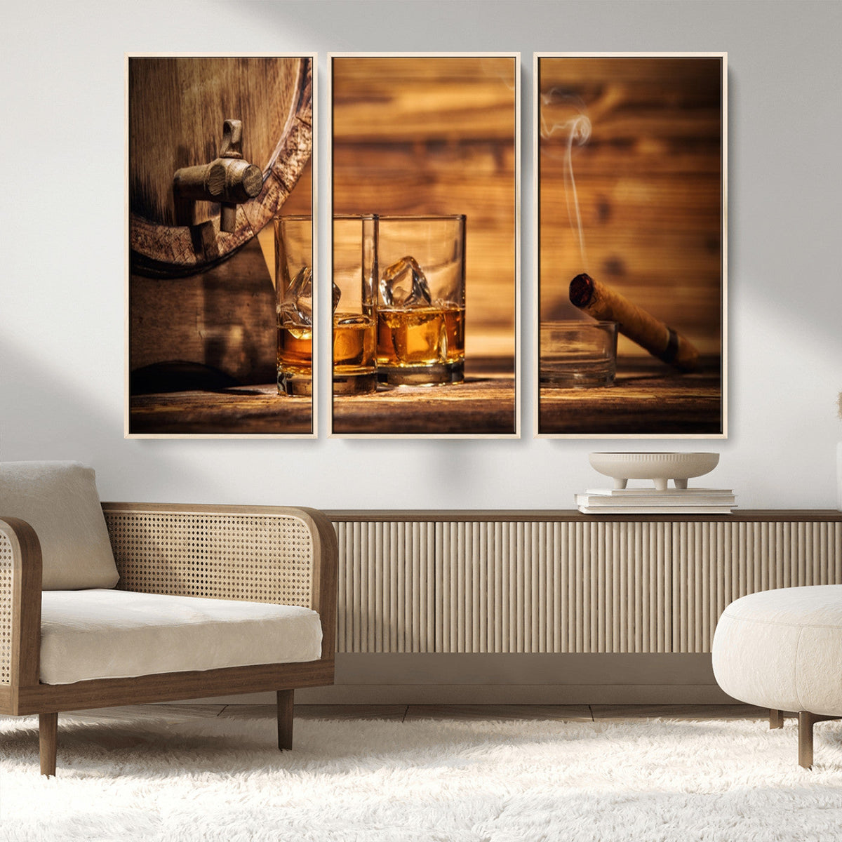 Rustic Whiskey and Barrel Canvas Print