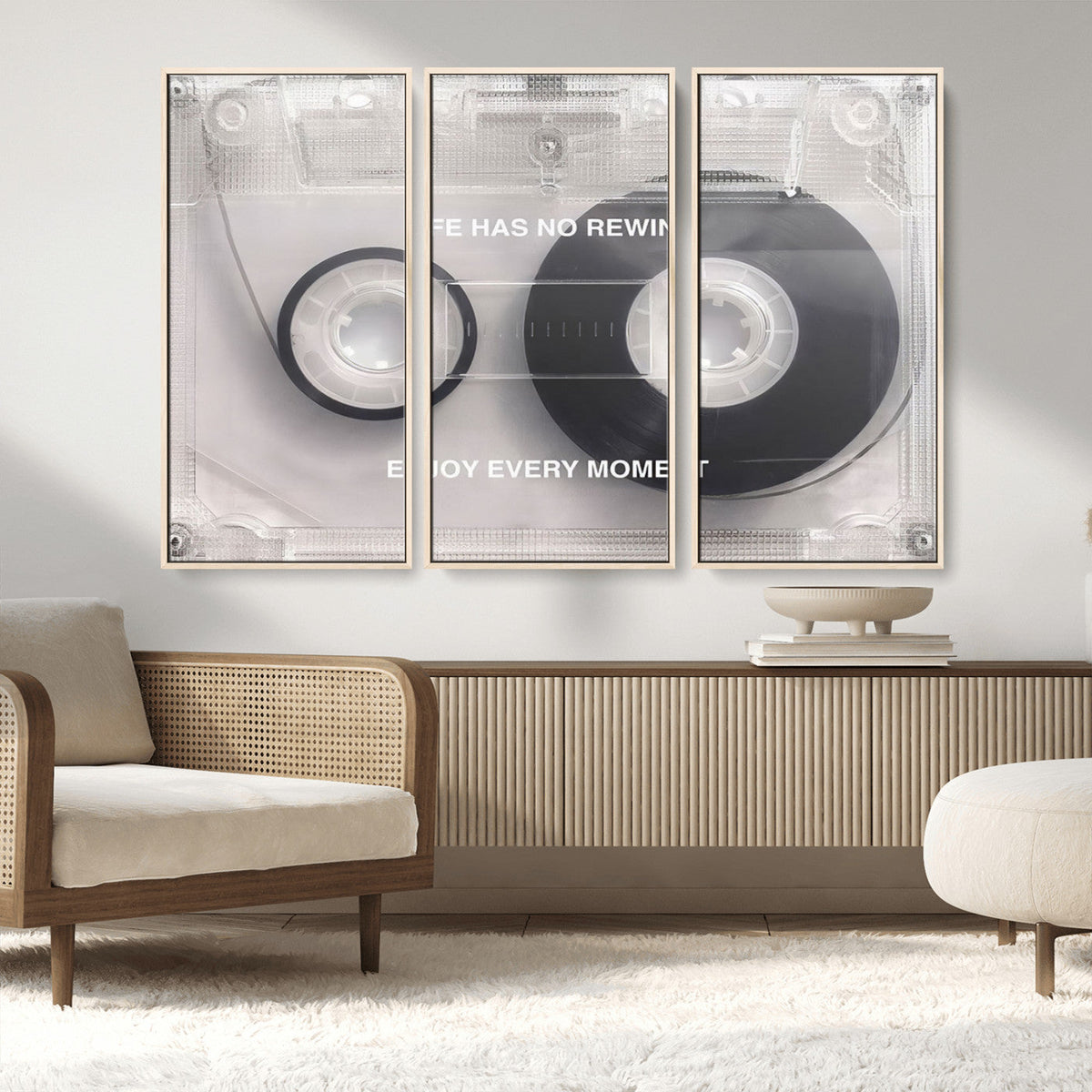 Vintage Cassette Tape Canvas Wall Art - Inspirational 'Life