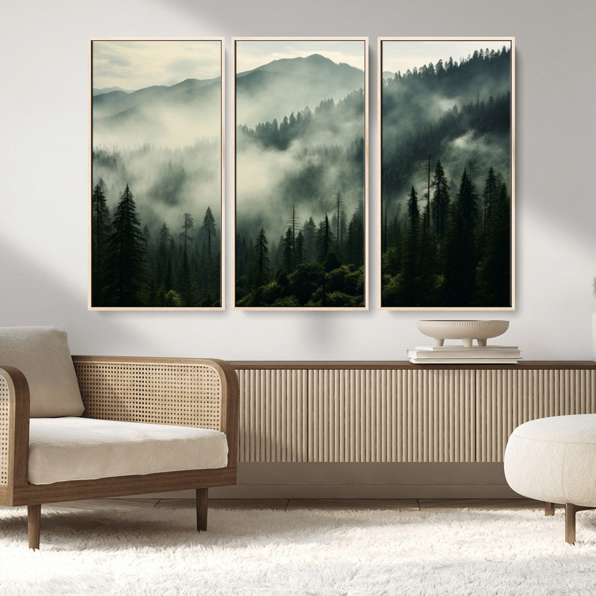 Captivating Misty Forest Wall Art Premium Canvas Print a