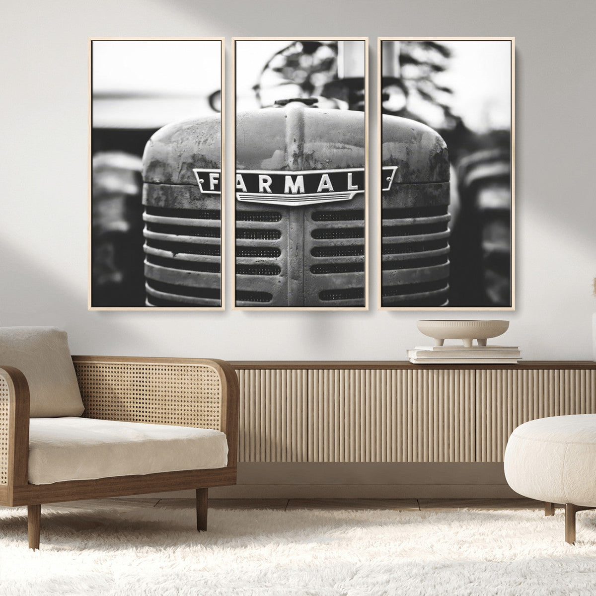 Vintage Farmall Tractor Wall Art Canvas Print, Rustic