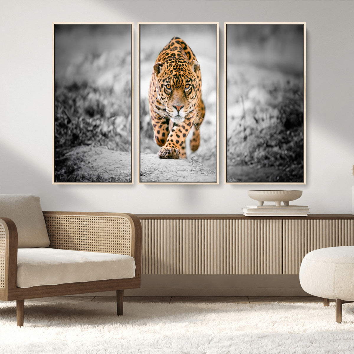 Jaguar Wall Art Canvas Print - Majestic Big Cat in Focused