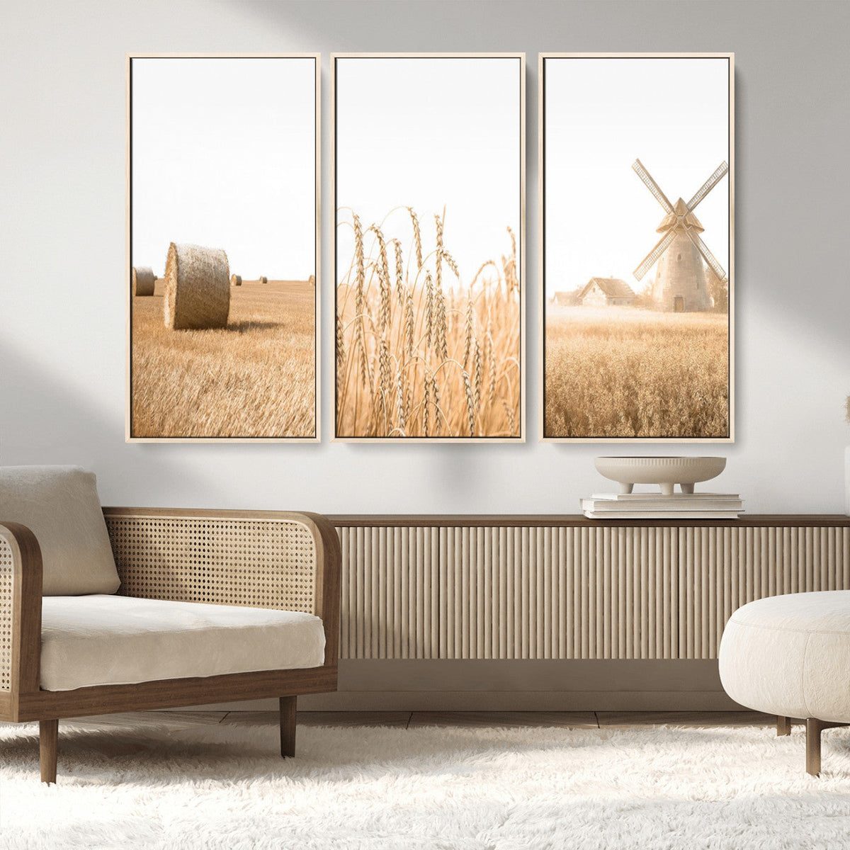 Vintage Farmhouse Triptych Wall Art – Giclée Canvas