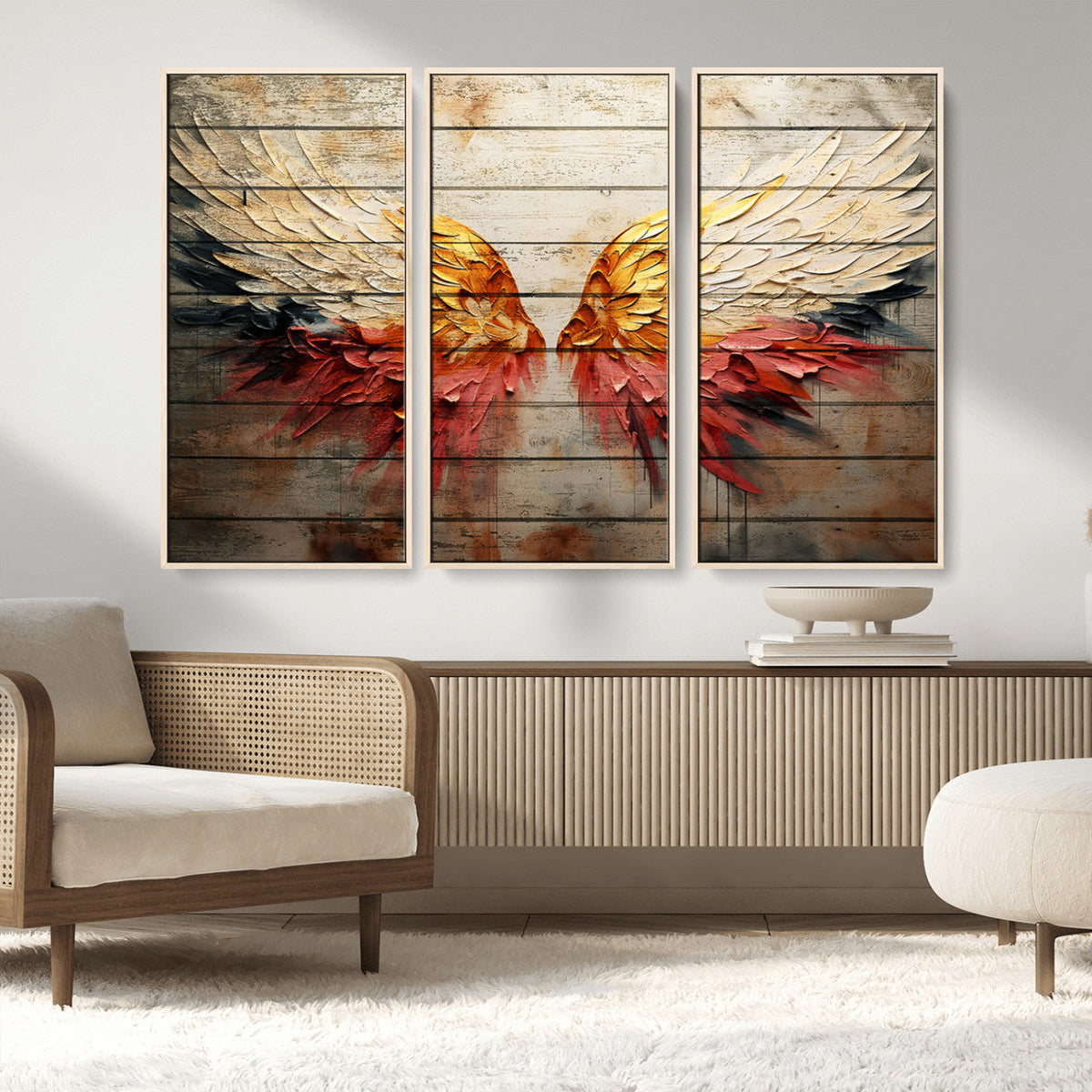 Abstract Angel Wings Canvas Wall Art – Framed and Ready to
