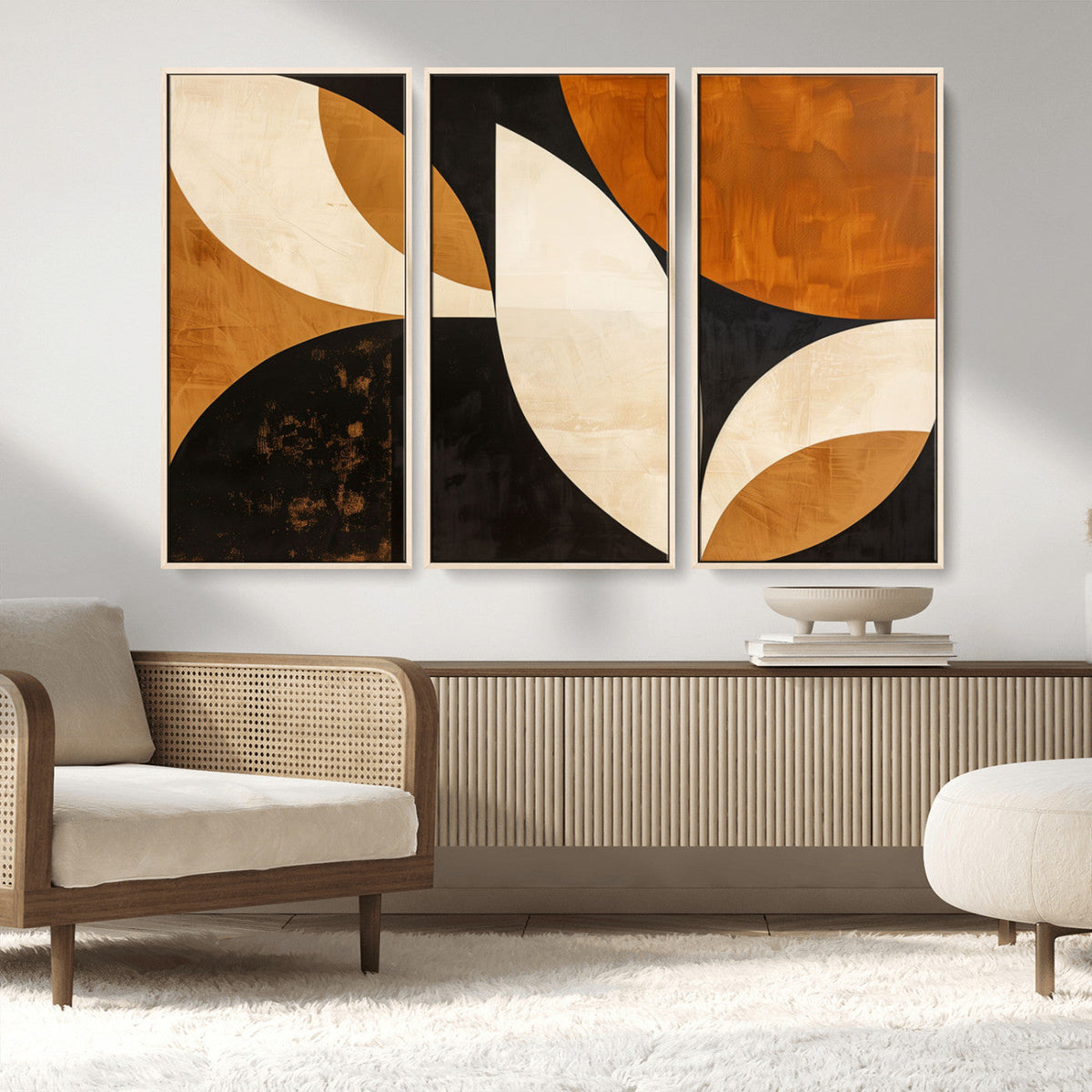 Geometric Abstract Wall Art Canvas Print, Mid Century Modern