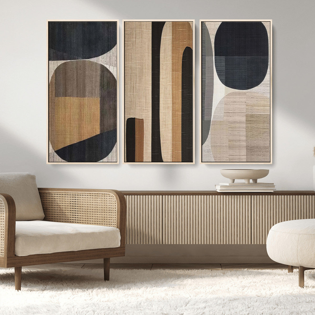 Abstract Minimalist Canvas Wall Art - Neutral Geometric