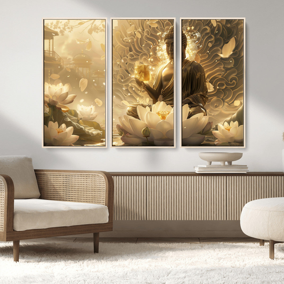 Golden Buddha Wall Art | Yoga Room Decor and Meditation Room