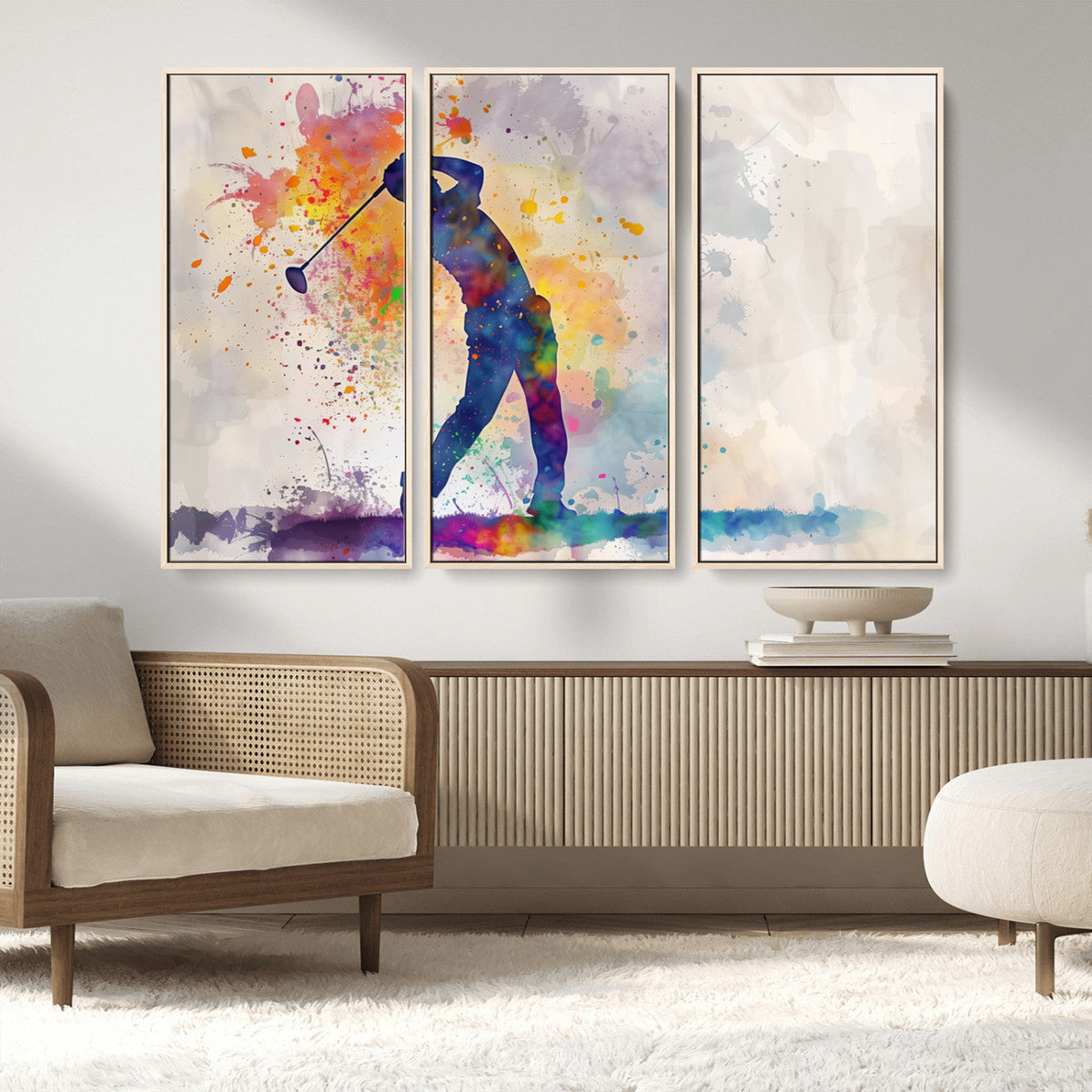 Watercolor Golf Swing Wall Art Canvas Print | Vibrant