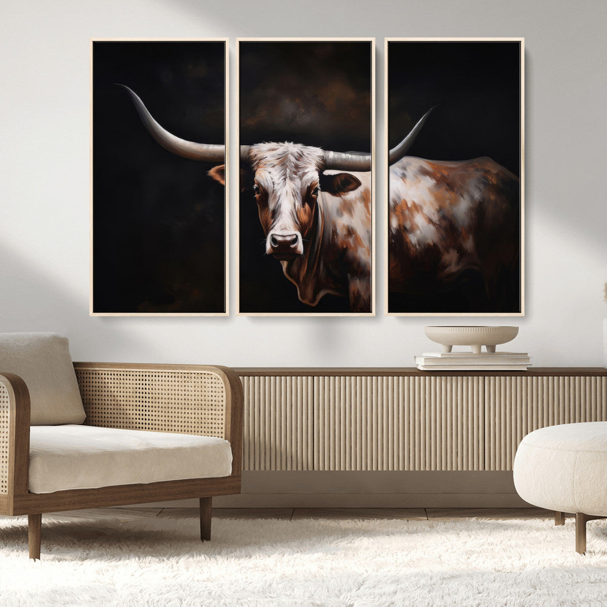 Texas Longhorn Wall Art Canvas Print | Western Ranch Decor |