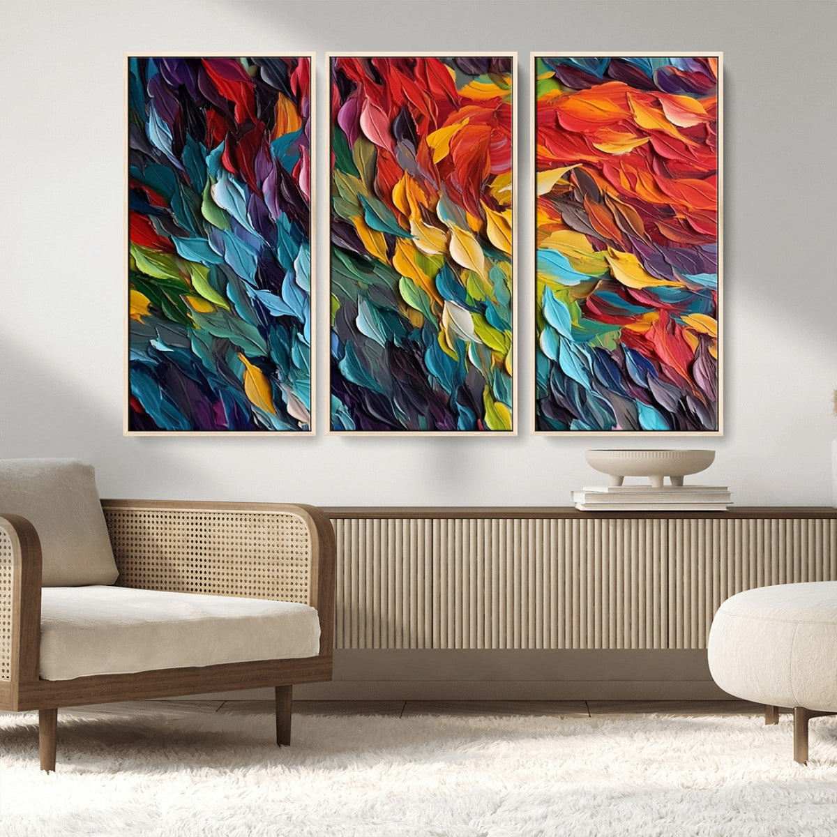 Vibrant Abstract Leaf Wall Art Canvas Print | Bold Colorful
