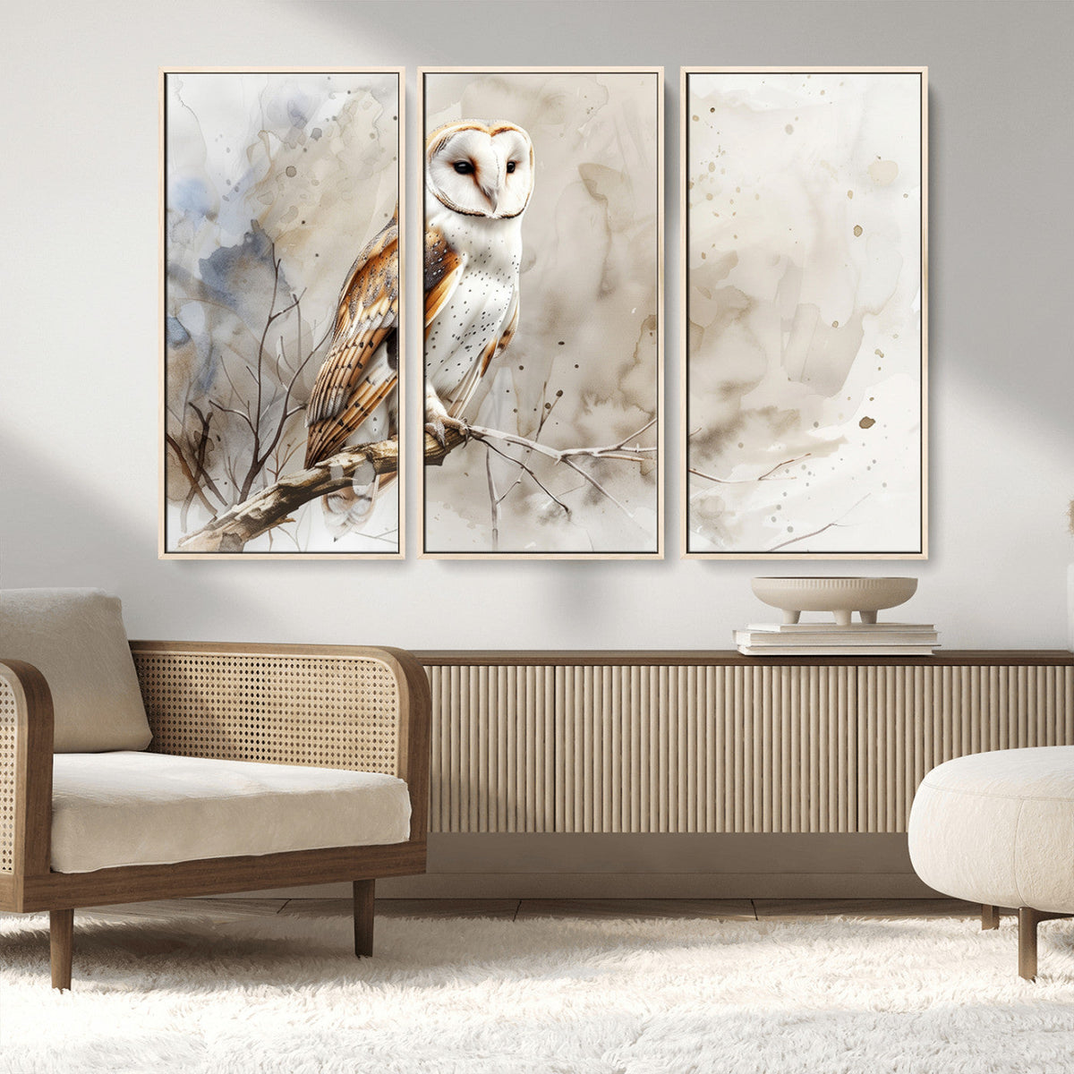 Barn Owl Wall Art | Watercolor Canvas Print | Perfect for
