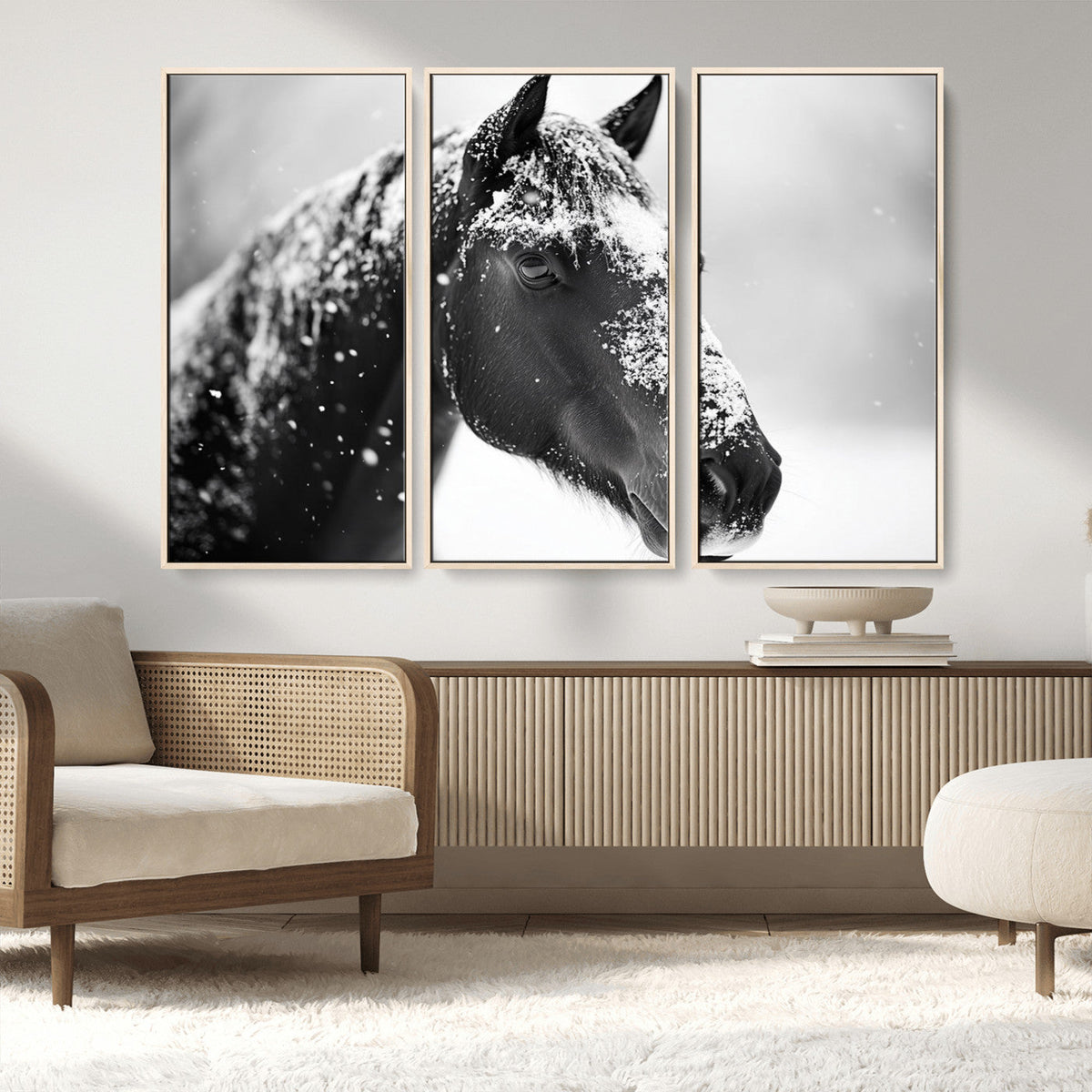 Horse Canvas Print - Winter Horse Snow Wall Art Canvas Print
