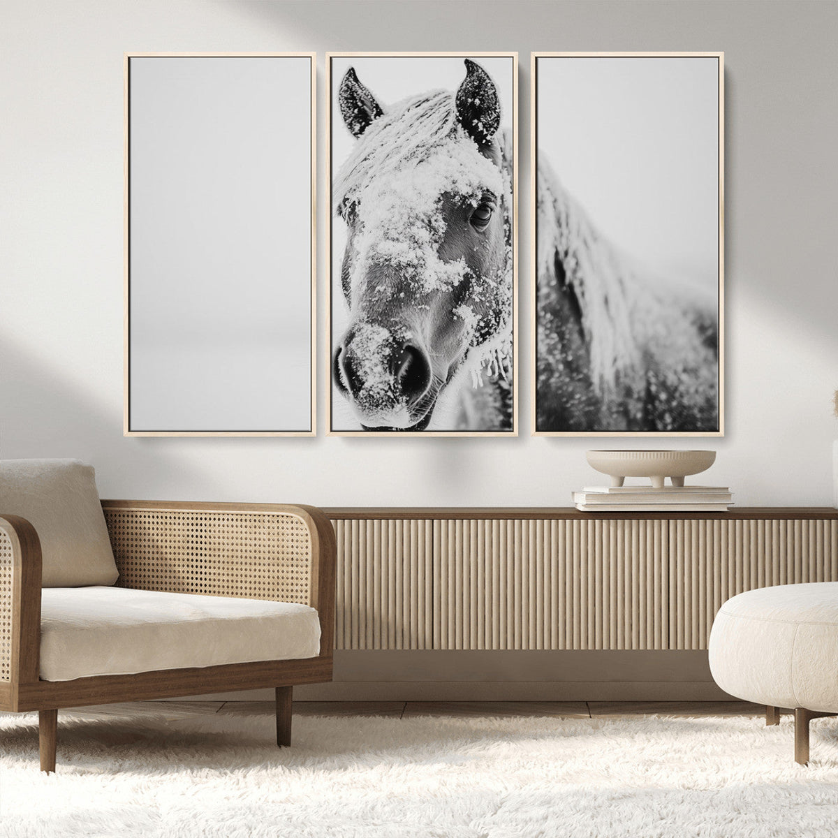 White Horse Wall Art | Ready to Hang and Framed | Winter