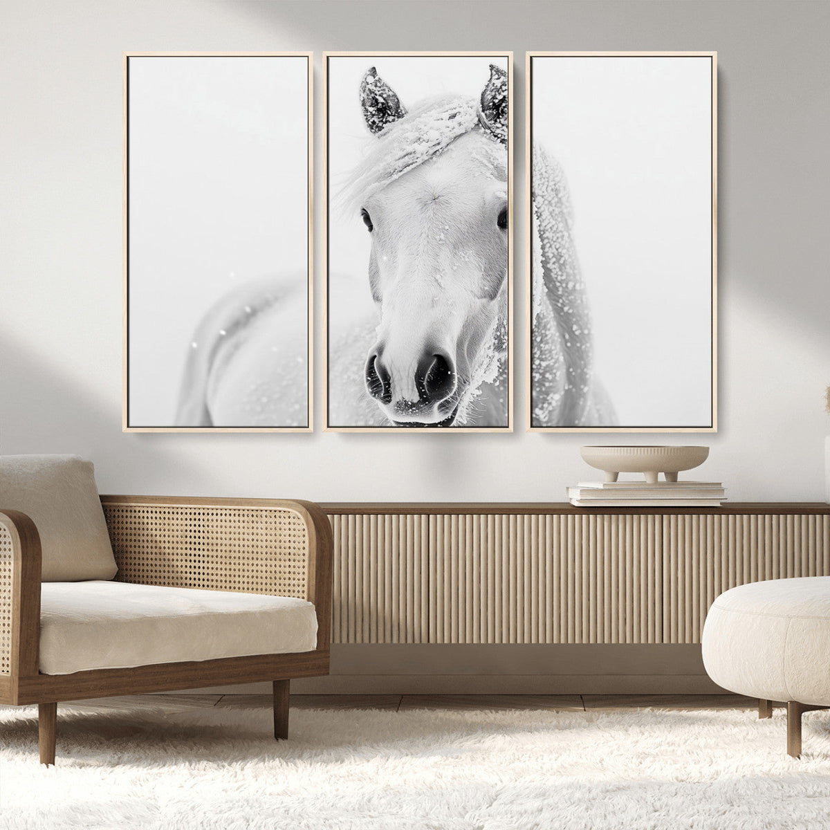 Majestic White Horse Wall Art | Ready to Hang and Framed |