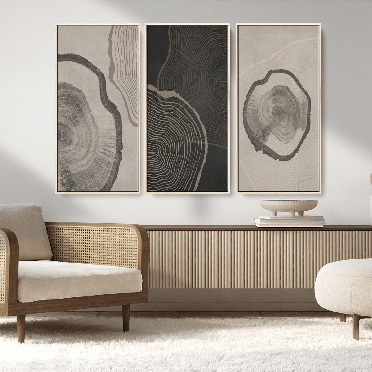 Minimalist Tree Rings Wall Art | Modern Abstract Canvas