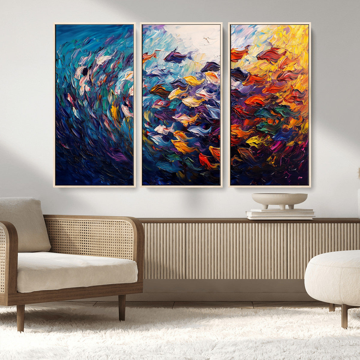 Vibrant Abstract Fish Swarm Art – Colorful Fish Inspired