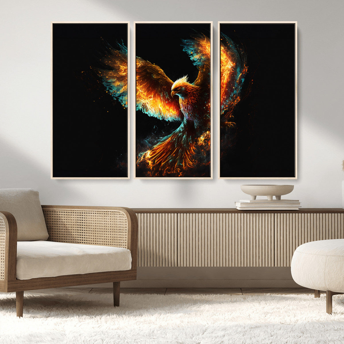 Fiery Phoenix Canvas Print | Ready to Hang Wall Art | Bold