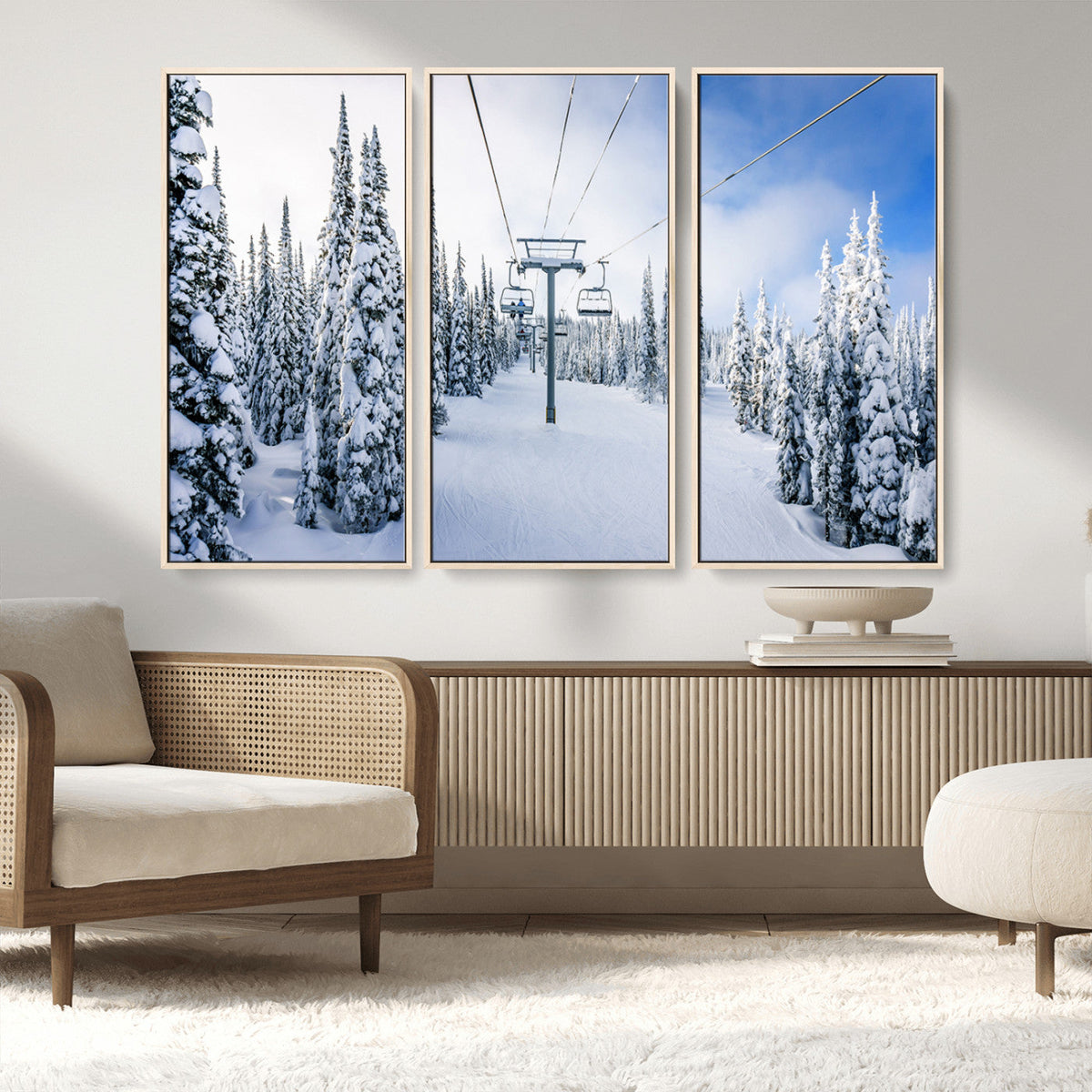 Winter Ski Lift Wall Art Print - Landscape Wall Art | Snowy