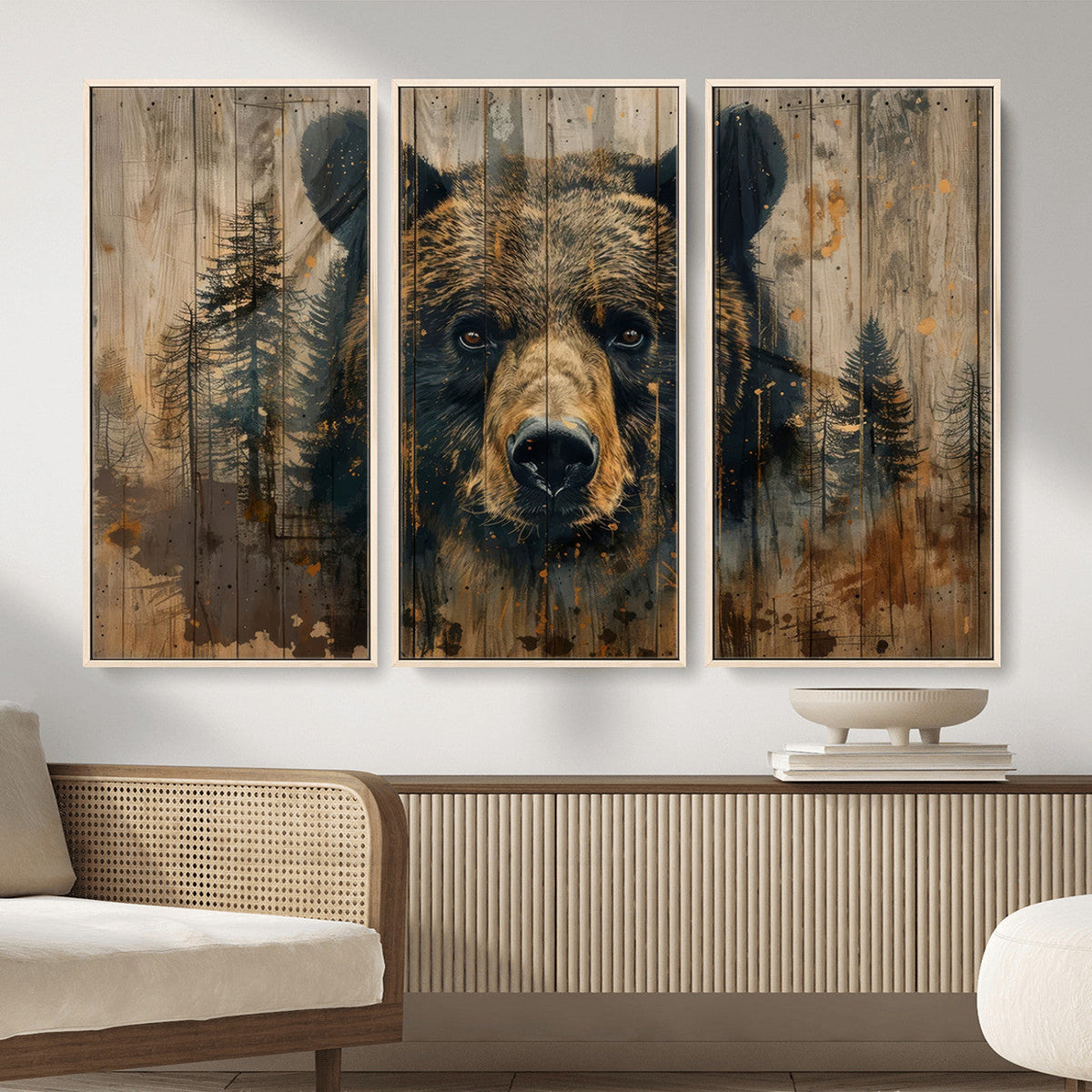 Abstract 399 Bear Wall Art | Rustic Cabin Wall Decor with