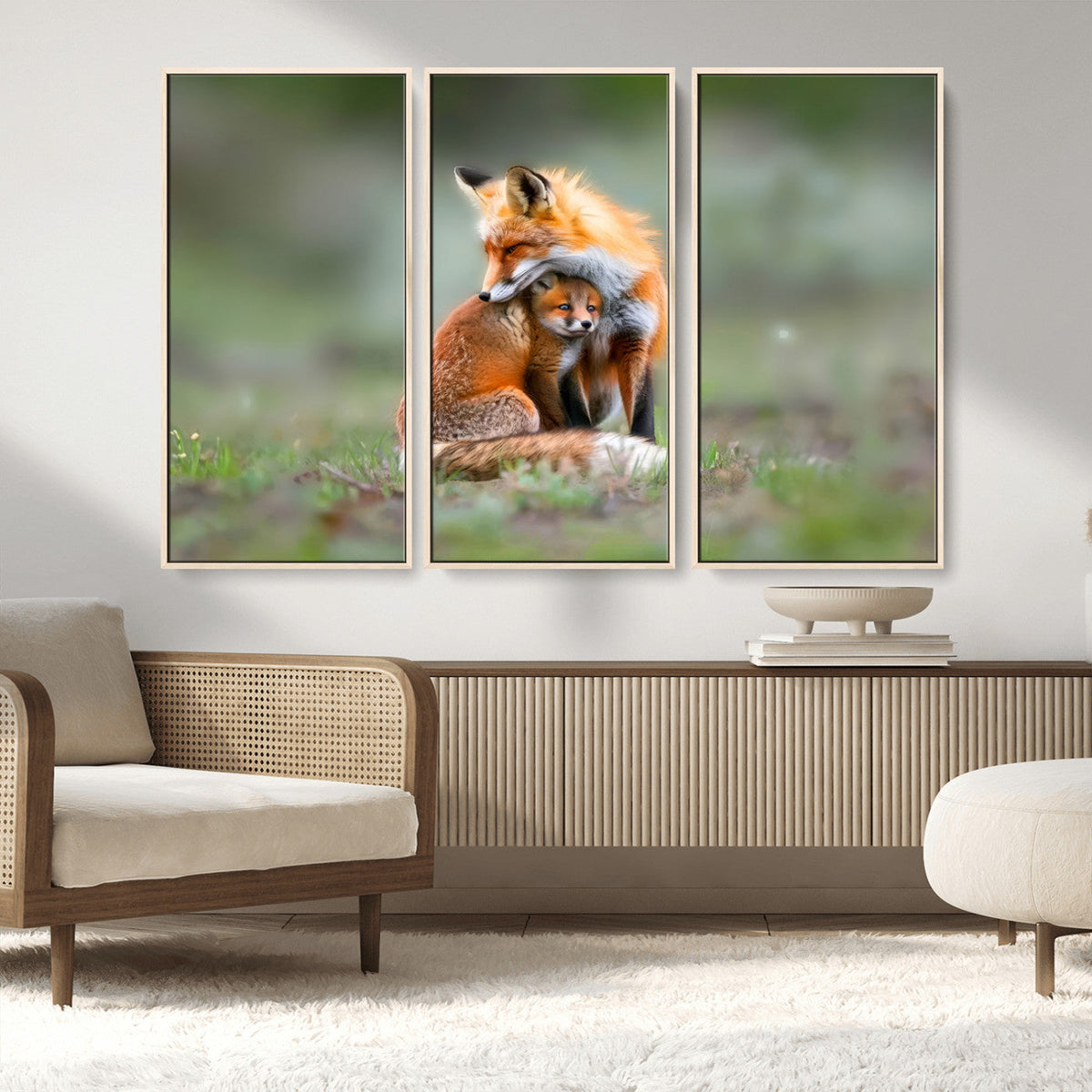 Heartwarming Fox and Baby Cub Wall Art | Ready to Hang