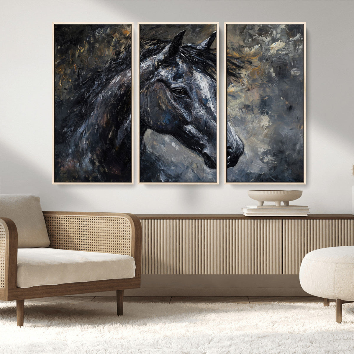 Large Abstract Horse Wall Art Canvas Print | Farmhouse Wall
