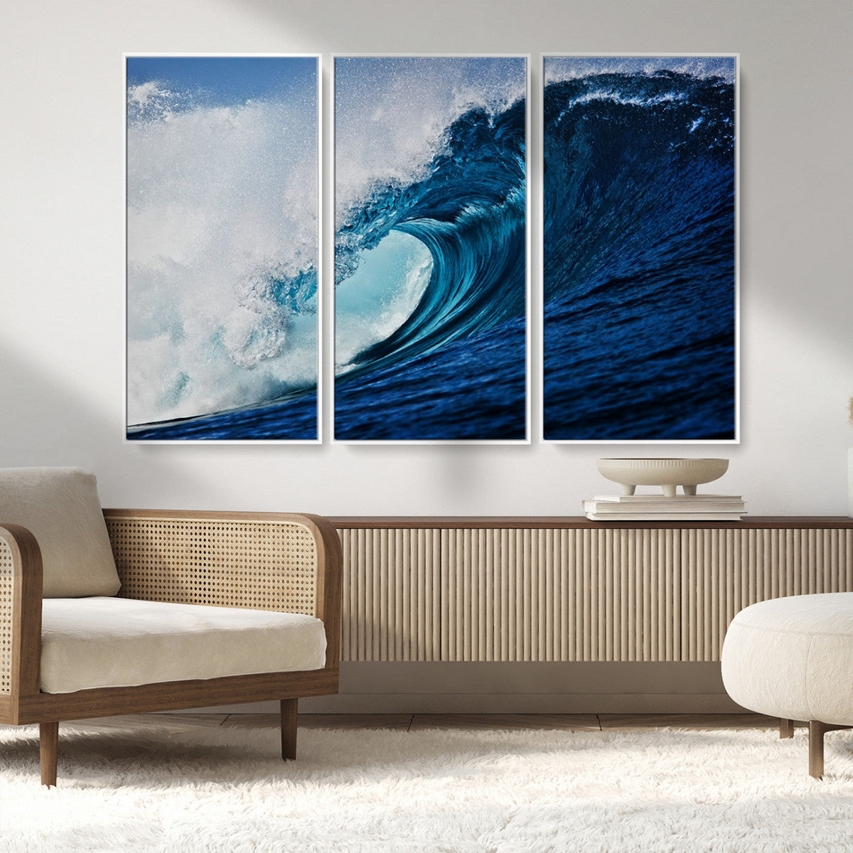 Ocean Wave at Sunset Canvas Art, Large Wall Print of Vibrant