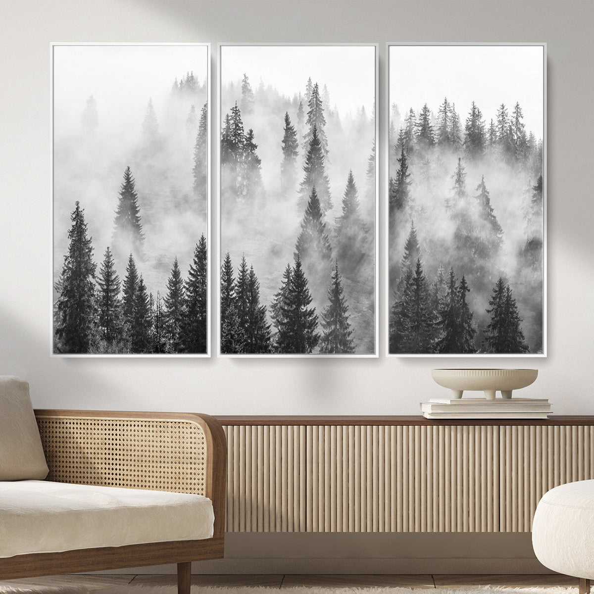 Forest Wall Art Print | Foggy Pine Forest Canvas Wall Art -