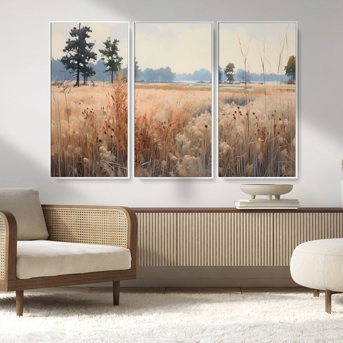 Golden Fields Canvas Wall Art Print – Serene Landscape of