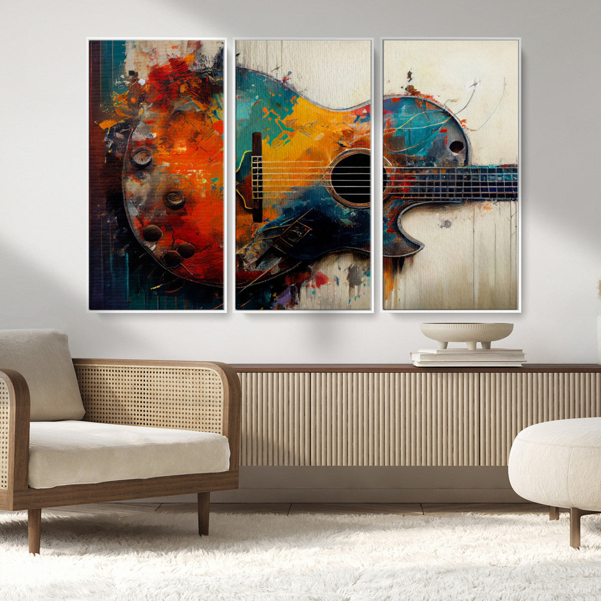 Abstract Guitar Wall Art Canvas | Vibrant Music-Inspired Art