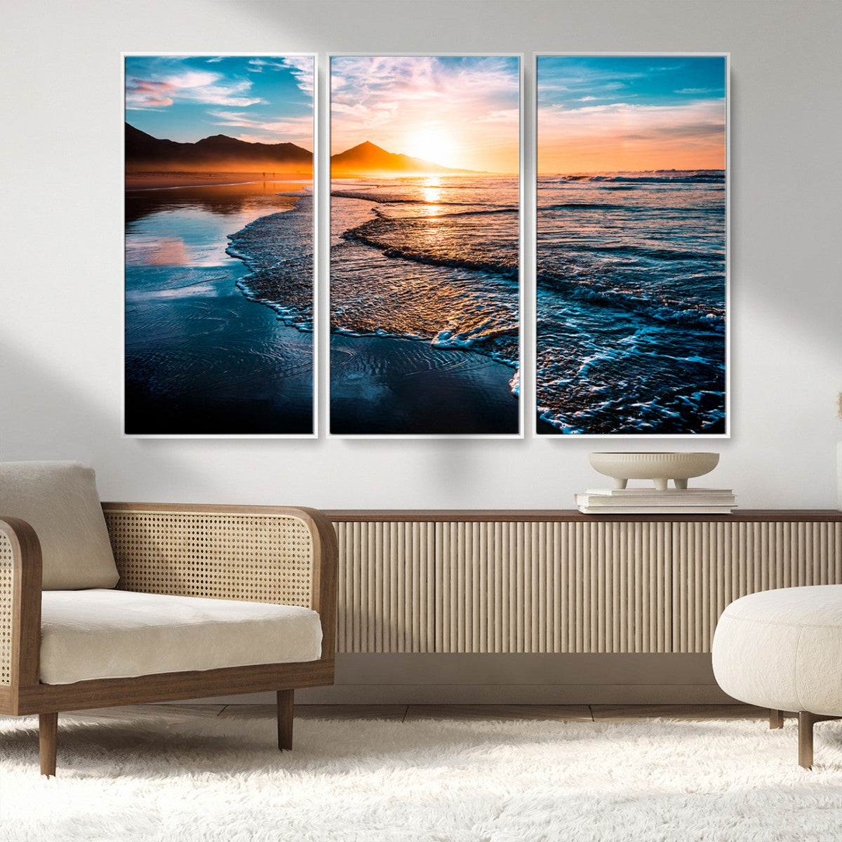 Sunset Beach Ocean Canvas Wall Art – Tranquil Ocean