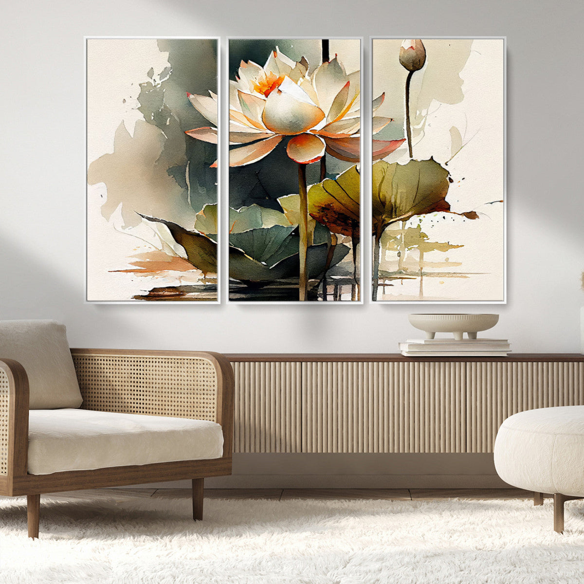Lotus Flower Watercolor Canvas Print – A Symbol of Serenity