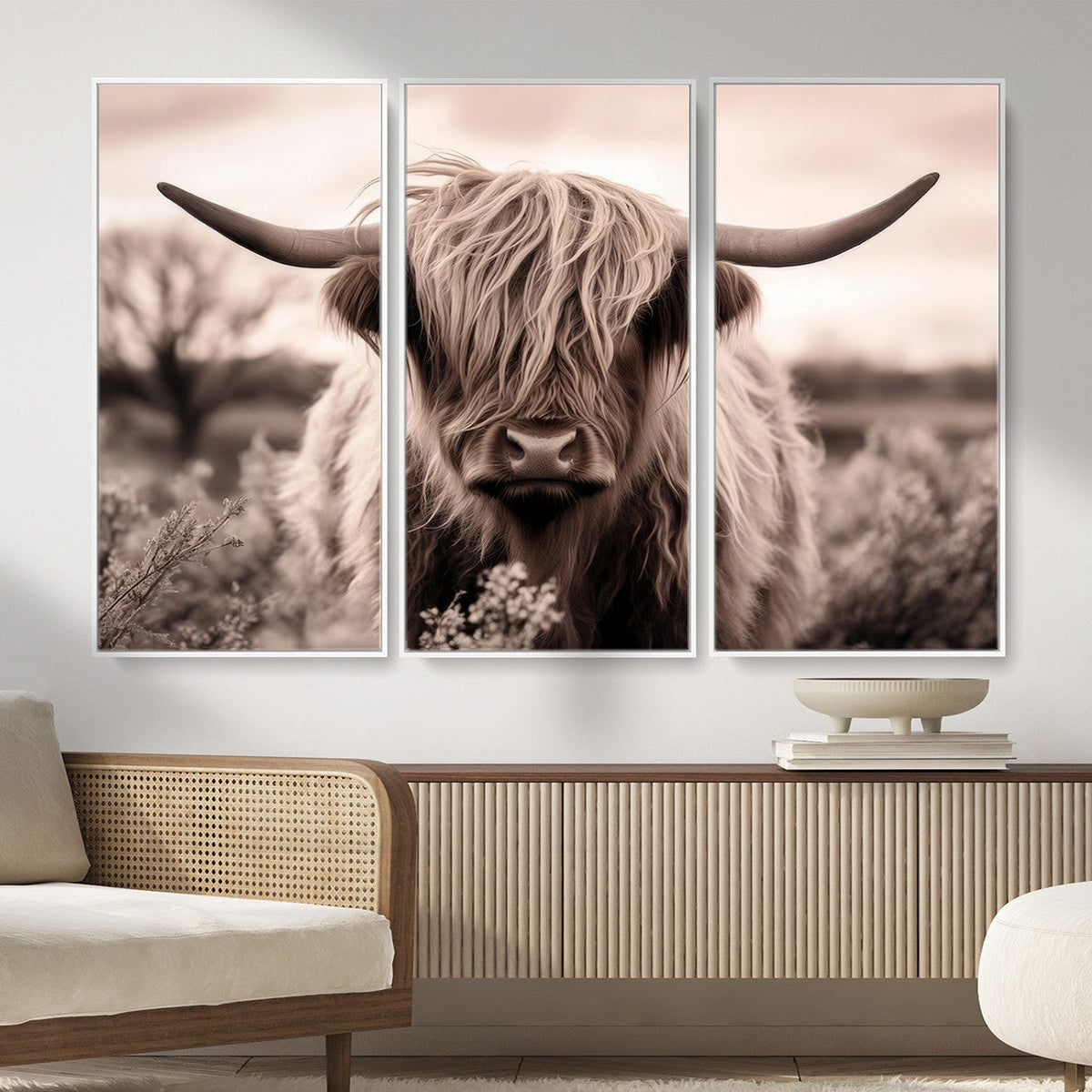 Scottish Cow Longhorn Wall Art Canvas Print