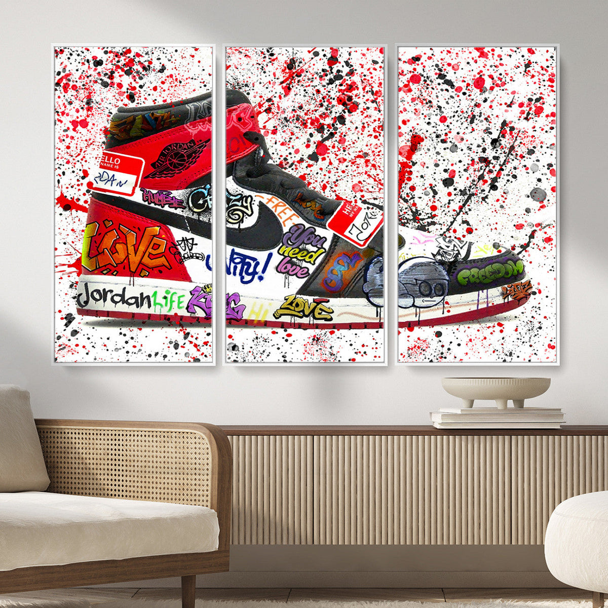 Jordan Shoes Graffiti Wall Art Canvas Print- Jordan Graffiti