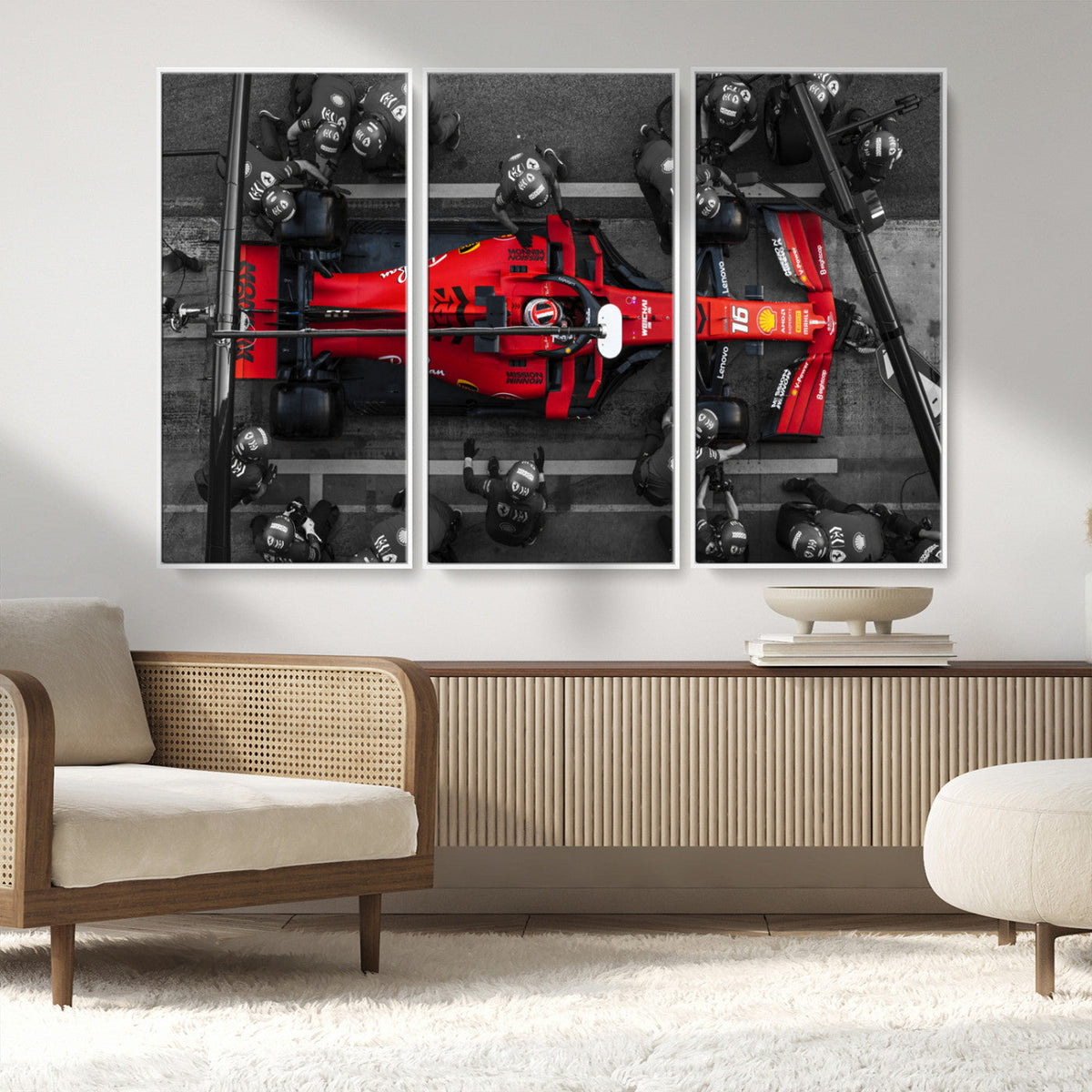 Ferrari Pit Stop Canvas Wall Art – Precision and Speed