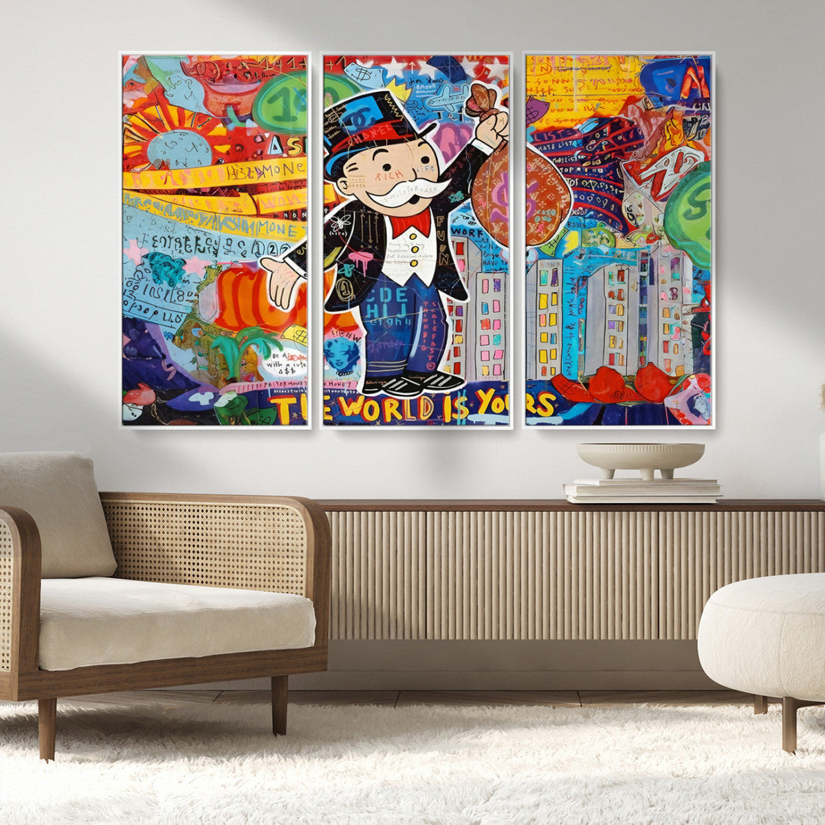 Pop Art Monopoly Man Canvas Wall Art Print - Bold and