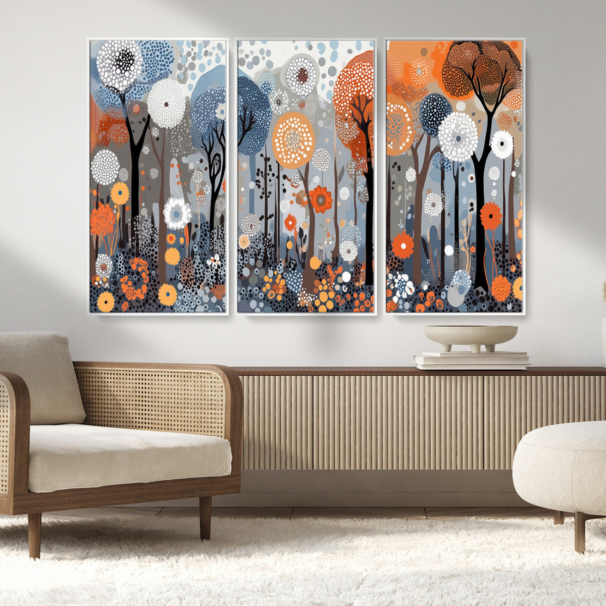 Abstract Winter Landscape Canvas Wall Art Print - Large