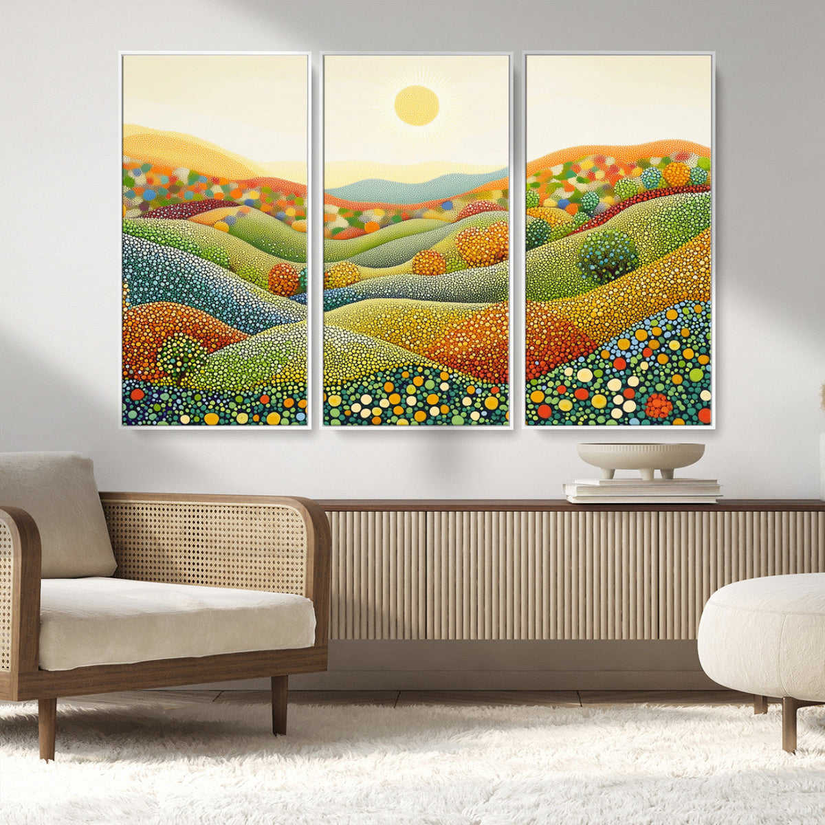 YAYOI KUSAMA Wall Art - Colorful Dot Art Landscape Canvas,