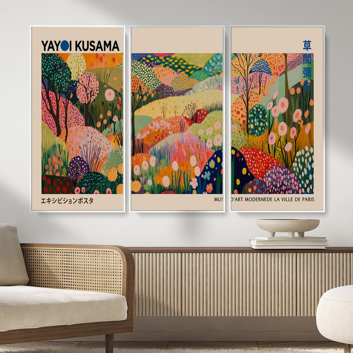 Yayoi Kusama Japanese Art Canvas Print, Abstract Art, Large